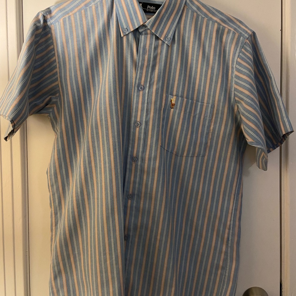 Polo by Ralph Lauren Blue and White Casual Button Down Shirt